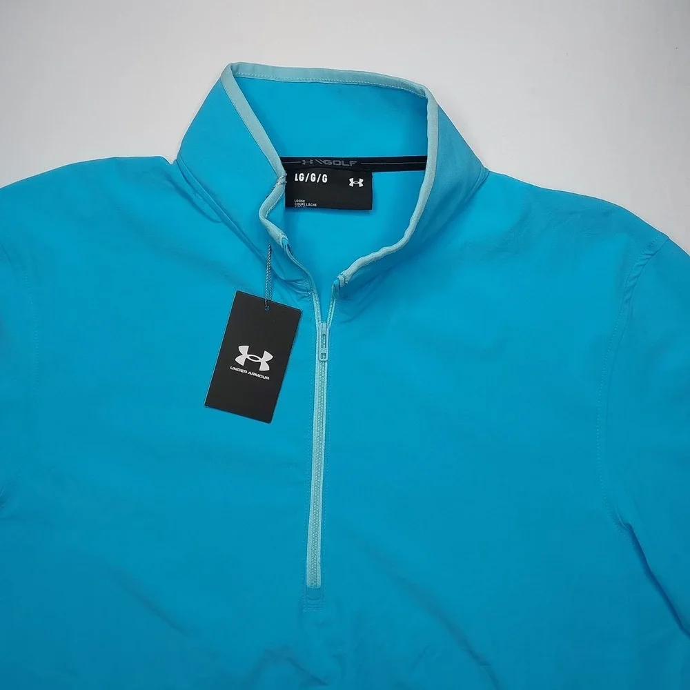 Under Armour Storm Golf Pullover Large Half Zip Short Sleeve Top Light Blue